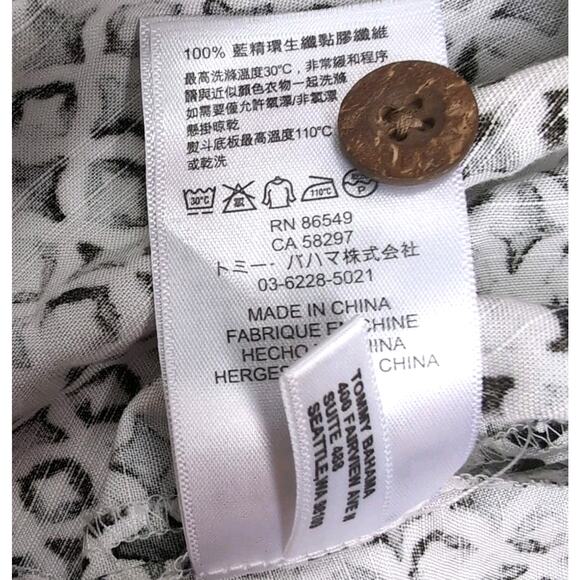 Tommy Bahama Button Up Shirt Mens L Cream Gray Geometric Viscose Short Sleeve - Picture 9 of 14